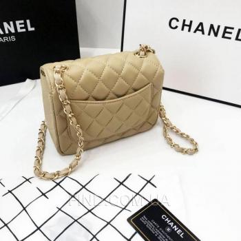 Женская сумка Chanel Mini Flap Beige (8141) реплика
