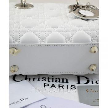 Женская сумка Lady Dior Mini With Chain White (2269) реплика