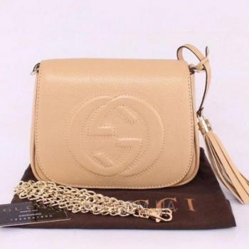 Женская сумка Gucci Soho Chain Shoulder Biege Bag (3355) реплика