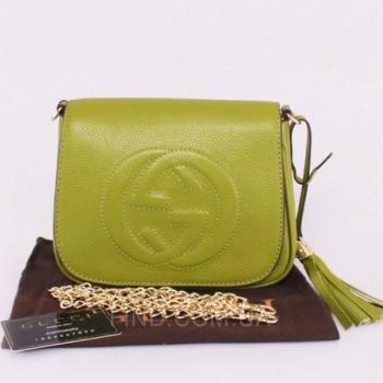 Женская сумка Gucci Soho Chain Shoulder Green Bag (3350) реплика