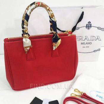 Женская сумка Prada saffiano lux tote bag red (6903) реплика