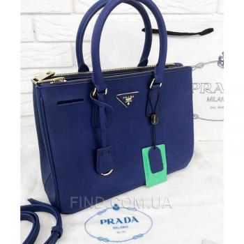 Женская сумка Prada Saffiano Lux Tote Bag Navy Blue (6874) реплика