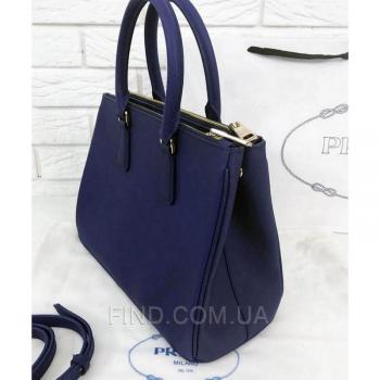 Женская сумка Prada Saffiano Lux Tote Bag Navy Blue (6874) реплика