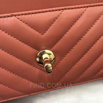 Женская сумка Chanel Chevron Trendy CC WOC Coral (9779) реплика