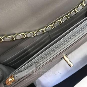Женская сумка Chanel Chevron Trendy CC WOC Grey (9777) реплика