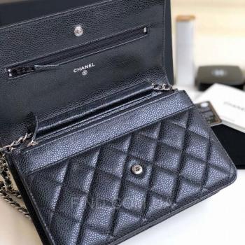 Женская сумка Chanel WOC Wallet On Chain Caviar Black (9765) реплика