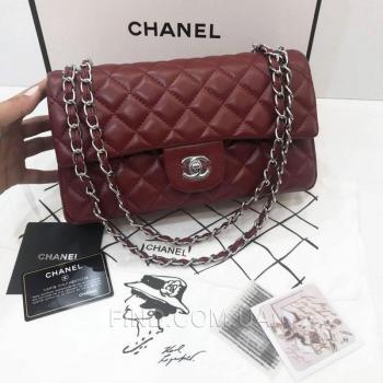 Женская сумка Chanel Classic Flap Bag Marsala (9743) реплика