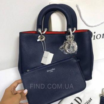 Женская сумка Dior Diorissimo Dark Blue Medium (2322) реплика