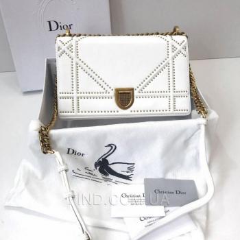 Женская сумка Dior Diorama Studded Off White (2307) реплика