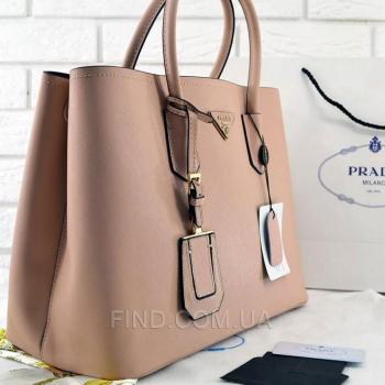 Женская сумка Prada Cuir Double Bag Biege (6932) реплика