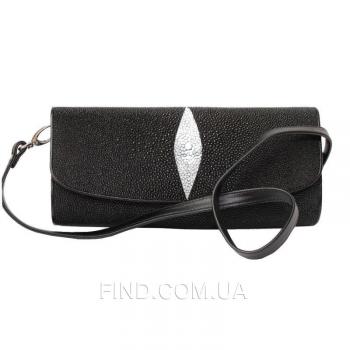 Женская сумка-клатч из кожи ската (ST 201 Black)