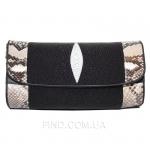 Женская сумка из натуральной кожи ската и питона (ST 301 PT Black/Natural)