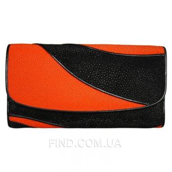Женский кошелек из кожи ската (ST 52 DC Black / Orange)