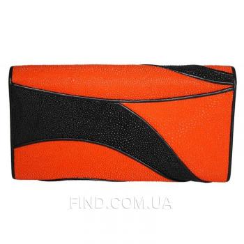 Женский кошелек из кожи ската (ST 52 DC Black / Orange)