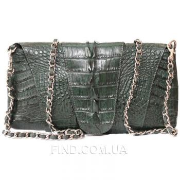 Женская сумка-клатч из кожи крокодила (FCM 320 Emerald Green)