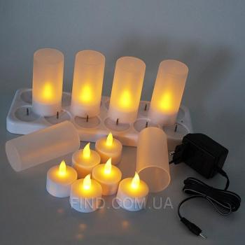 Светодиодные led свечи чайные с аккумулятором (набор 12 шт.)