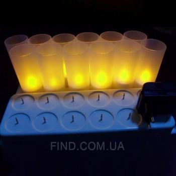 Светодиодные led свечи чайные с аккумулятором (набор 12 шт.)
