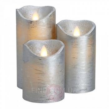 Светодиодные led свечи с имитацией пламени Tenna Silver (набор 3 шт.)