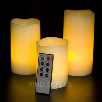 Светодиодные led свечи с дистанционным управлением (набор 3 шт.)