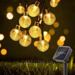 Светодиодная гирлянда уличная Crystal Ball 100 LED на солнечной батарее  (10 метров) WARM