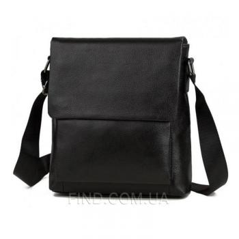 Черный кожаный мессенджер Tiding Bag (A25-1278A)