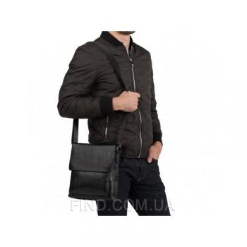 Черный кожаный мессенджер Tiding Bag (A25-1278A)
