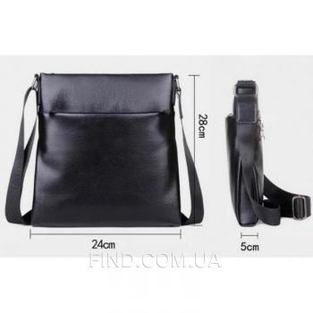 Черный кожаный мессенджер Tiding Bag (A25-8850A)